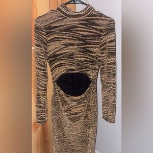 Fashion Nova Gold and Black Glitter Dress